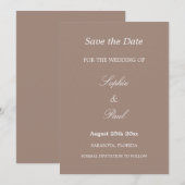 エレガントTaupe Wedding Save the Date セーブザデート (正面/裏面)