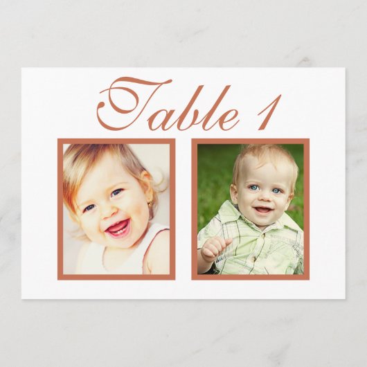 エレガントTerracottaの結婚フォトテーブル番号 招待状 (裏面)