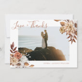 エレガントTerracottaフローラスクリプト写真 サンキューカード (正面)