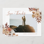 エレガントTerracottaフローラスクリプト写真 サンキューカード (正面/裏面)