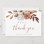 エレガントTerracottaフローラスクリプ空白のト サンキューカード (正面)