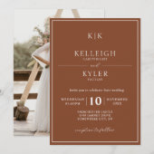 エレガントTerracottaモノグラム結婚写真 招待状 (正面/裏面)