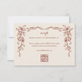 エレガントTerracottaヴィンテージフローラQRコード結婚 出欠カード (正面)