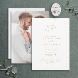 エレガントTerracotta書道モノグラム写真 招待状