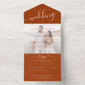 エレガントTerracotta書道写真結婚の オールインワン招待状 (内側)