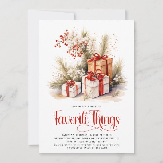 エレガントThingsお気に入りの Gift Exchange Christams 招待状 (正面)