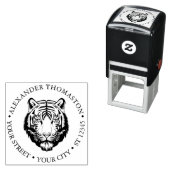 エレガントTiger Head #2ラウンド名アドレス セルフインキングスタンプ (インサイチュ)