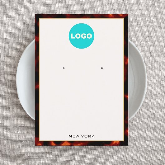 エレガントTortoise Shellロゴ付きイヤリング 名刺