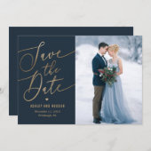 エレガントTouch編集可能カラー日付カードの保存 サンキューカード (正面/裏面)