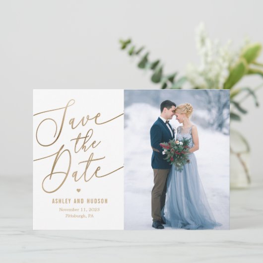 エレガントTouch編集可能カラー日付カードの保存 サンキューカード (スタンド正面)