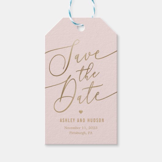 エレガントTouch編集可能カラー日付ラベルの保存 ギフトタグ (正面)