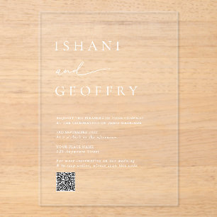 エレガントTransparentの結婚QRコード アクリル招待状