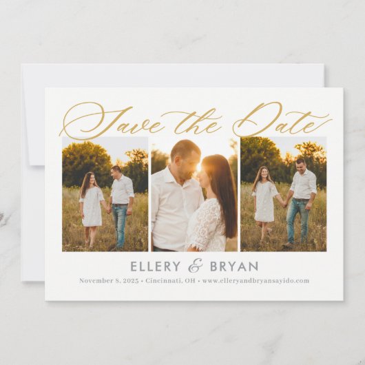 エレガントTrio編集可能カラー日付カードの保存 サンキューカード (正面)