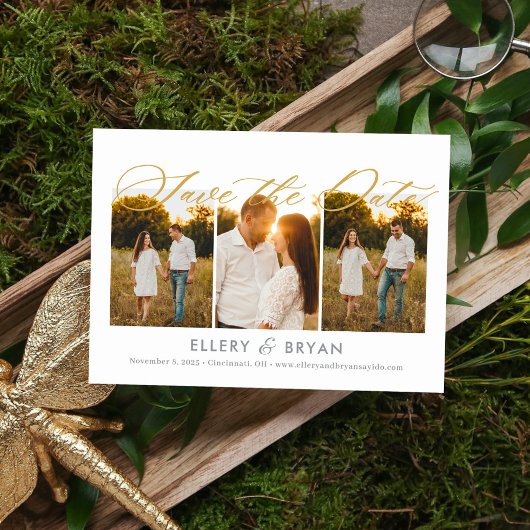 エレガントTrio編集可能カラー日付カードの保存 招待状