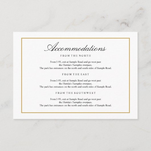 エレガントType Black & White Directions Insert エンクロージャーカード (裏面)