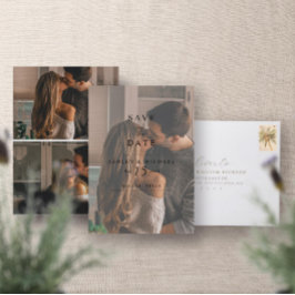 エレガントVellumオーバーレイ水彩写真結婚の3 セーブザデート