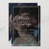 エレガントVellum Black & White Overlay Photo 結婚's 招待状 (正面/裏面)