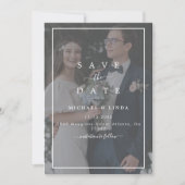 エレガントVellum Black & White Overlay Photos 結婚 セーブザデート (正面)