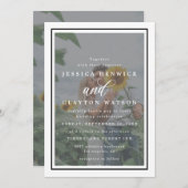 エレガントVellum Black & White Overlay Photos 結婚 招待状 (正面/裏面)