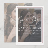 エレガントVellum Hand Lettered Overlay Photos 結婚 セーブザデート (正面/裏面)
