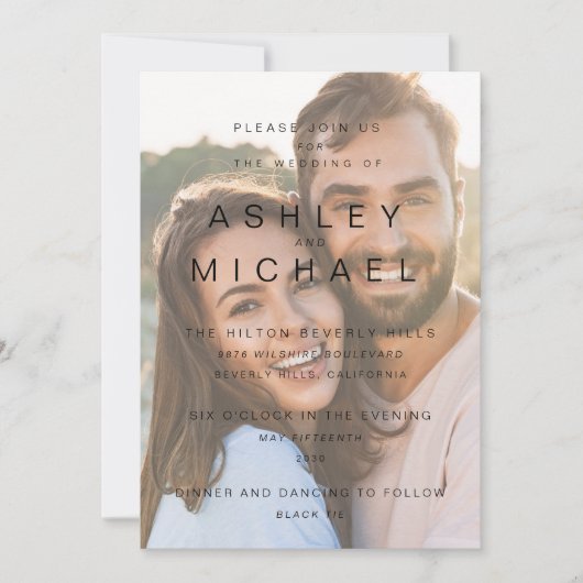 エレガントVellum Overlayシンプル2写真結婚s 招待状 (正面)