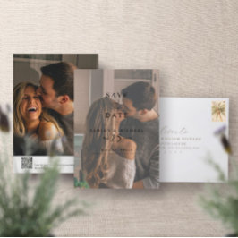 エレガントVellum Overlay 2写真QRコード結婚s セーブザデート