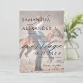 エレガントVellum Overlay 2 Photo Minimalist 結婚's 招待状 (スタンド正面)