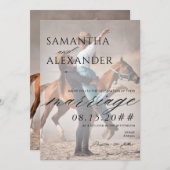 エレガントVellum Overlay 2 Photo Minimalist 結婚's 招待状 (正面/裏面)
