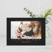 エレガントVery Merry Christmas金ゴールドタイポグラフィ写真 シーズンカード (スタンド正面)