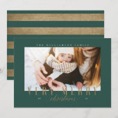 エレガントVery Merry Christmas金ゴールドタイポグラフィ写真 シーズンカード (正面/裏面)