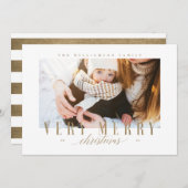 エレガントVery Merry Christmas金ゴールドタイポグラフィ写真 シーズンカード (正面/裏面)