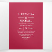 エレガントVivaマゼンタスクリプ結婚ト 三つ折り招待状 (内部中)
