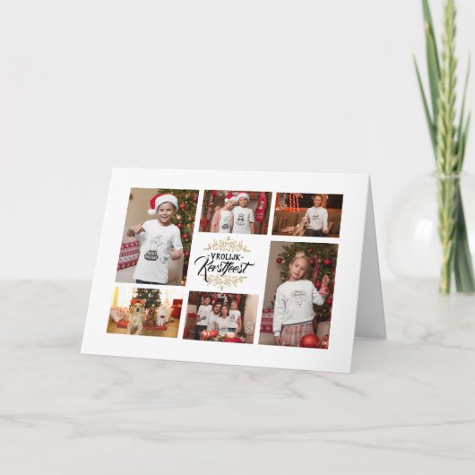 エレガントVrolijk Kerstfeest fotocollage Kerstkaart シーズンカード (正面)