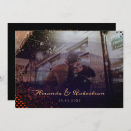 エレガントWavy Burgundy Overlay Photo結婚's 招待状