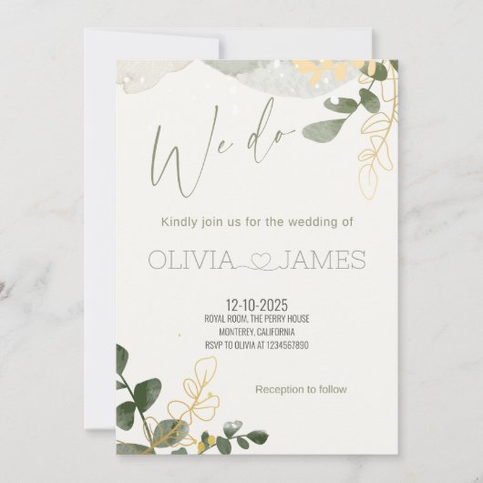 エレガントWe Do"'結婚 – ロマモダンックパーティー 招待状 (正面)