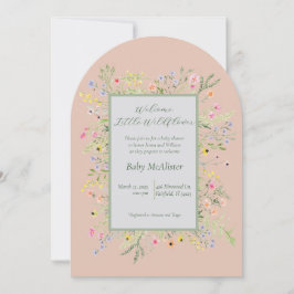 エレガントWelcome Little Wildflower Baby Shower 招待状