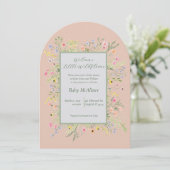 エレガントWelcome Little Wildflower Baby Shower 招待状 (スタンド正面)