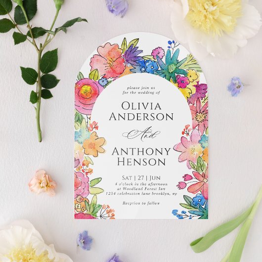 エレガントWhimsyはっきりしたフローラの水の結婚色 招待状