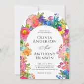 エレガントWhimsyはっきりしたフローラの水の結婚色 招待状 (正面)
