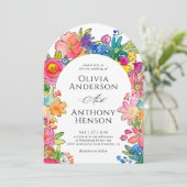 エレガントWhimsyはっきりしたフローラの水の結婚色 招待状 (スタンド正面)