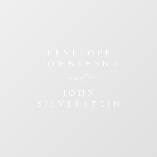 エレガントWhite Serifスクリプトカップル名結婚の ウィンドウサイン (シート)