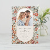 エレガントWilliam Morrisフローラ写結婚真 招待状 (スタンド正面)