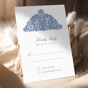 エレガントWilliam Morris RSVPカーインスパイアドのRSVPカー結婚ド 招待状