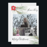 エレガントWinter Greenery & Red Poinsettia写真 シーズンカード<br><div class="desc">冬のエレガント緑、松と赤ポインセチアのホリデーカード。写真3枚、冬の緑、松と赤のポインセチアの花、そして「非常に陽気なクリスマスを持っている」黒いスクリプトとフォトカード。このカスタマイズカーお気に入りのドは写真と与えあなたの愛する人にクリスマスのために。@Miri創造 – 特別なクリスマス冬の緑のコレクションのために作成。</div>