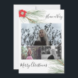 エレガントWinter Greenery & Red Poinsettia写真 シーズンカード<br><div class="desc">冬のエレガント緑、松と赤ポインセチアのホリデーカード。写真3枚、冬の緑、松と赤のポインセチアの花、そして「非常に陽気なクリスマスを持っている」黒いスクリプトとフォトカード。このカスタマイズカーお気に入りのドは写真と与えあなたの愛する人にクリスマスのために。@Miri創造 – 特別なクリスマス冬の緑のコレクションのために作成。</div>