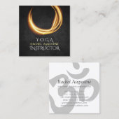 エレガントYOGAブラック&金ゴールドZENシンボルラ白熱［赤熱］光を放つイト スクエア名刺 (正面/裏面)