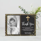 エレガンド金ゴールドと黒のバプテスマサンキューカード サンキューカード (スタンド正面)