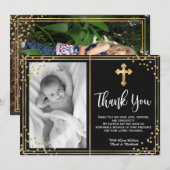 エレガンド金ゴールドと黒のバプテスマサンキューカード サンキューカード (正面/裏面)