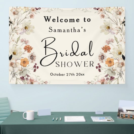 エレガンパステルボホワイルドフラワーモダンブライダルシャワー 横断幕 (トレードショー)