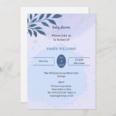 エレガンブルーの美学カスタマイズ的な赤ちゃんシャワー 招待状 (正面/裏面)